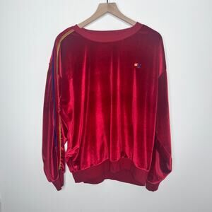 Aviator Nation Red Velvet Relaxed Sweatshirt Medium Womens